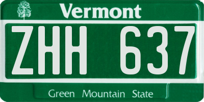 VT license plate ZHH637
