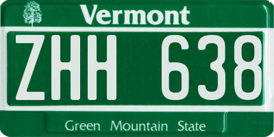 VT license plate ZHH638