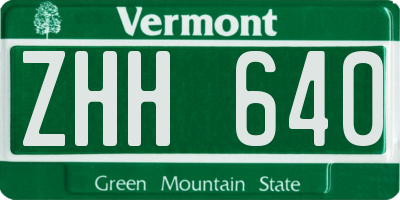 VT license plate ZHH640