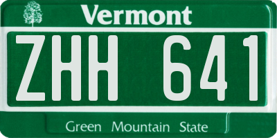 VT license plate ZHH641