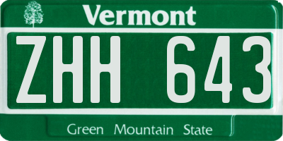 VT license plate ZHH643