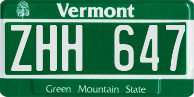 VT license plate ZHH647