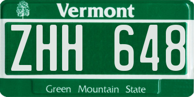 VT license plate ZHH648