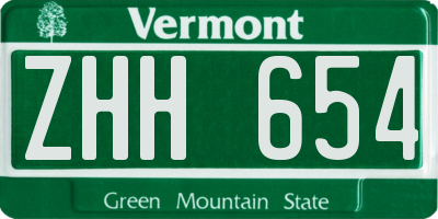 VT license plate ZHH654