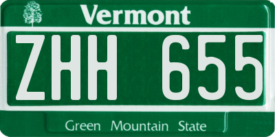VT license plate ZHH655