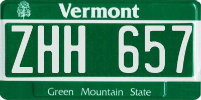 VT license plate ZHH657