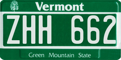 VT license plate ZHH662