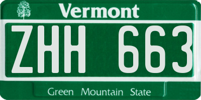 VT license plate ZHH663