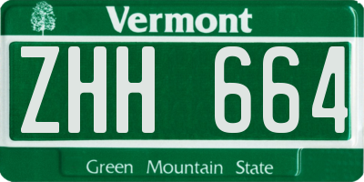 VT license plate ZHH664