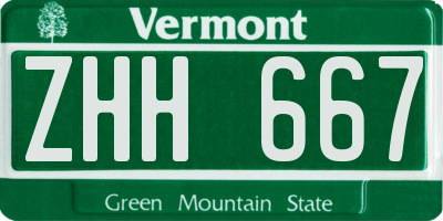 VT license plate ZHH667