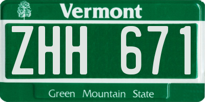VT license plate ZHH671