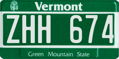 VT license plate ZHH674