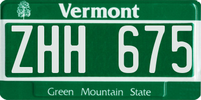 VT license plate ZHH675