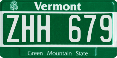 VT license plate ZHH679