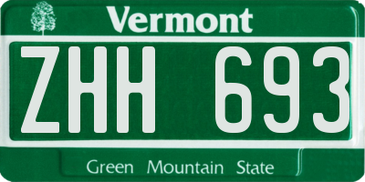 VT license plate ZHH693