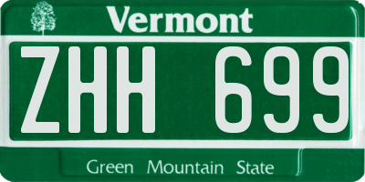 VT license plate ZHH699