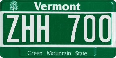 VT license plate ZHH700