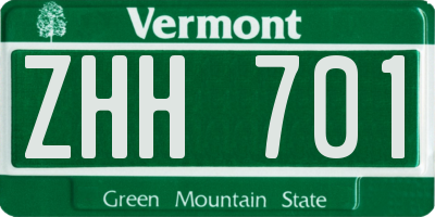 VT license plate ZHH701