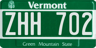 VT license plate ZHH702