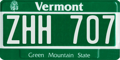 VT license plate ZHH707