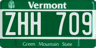 VT license plate ZHH709