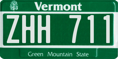 VT license plate ZHH711
