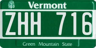 VT license plate ZHH716