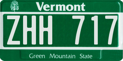 VT license plate ZHH717