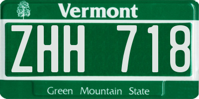 VT license plate ZHH718