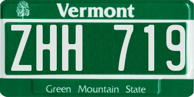 VT license plate ZHH719