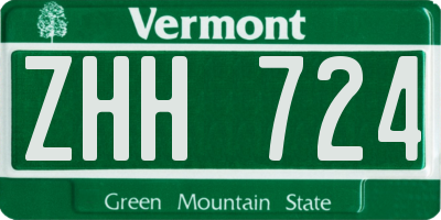 VT license plate ZHH724