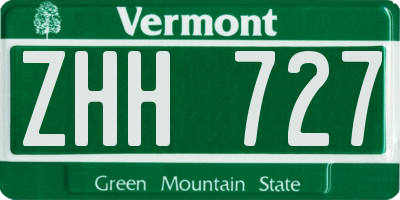 VT license plate ZHH727
