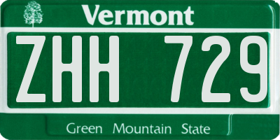 VT license plate ZHH729