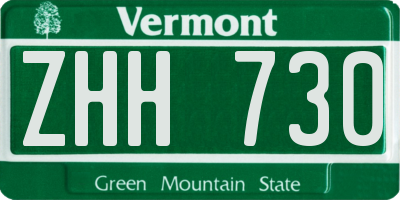 VT license plate ZHH730