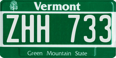 VT license plate ZHH733
