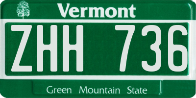 VT license plate ZHH736