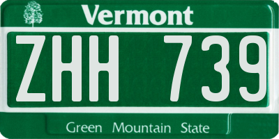 VT license plate ZHH739