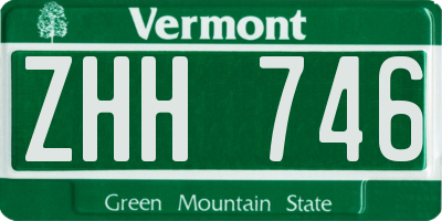 VT license plate ZHH746