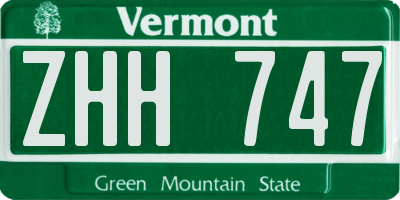 VT license plate ZHH747