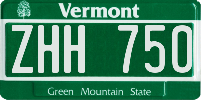VT license plate ZHH750