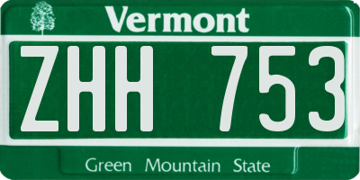 VT license plate ZHH753