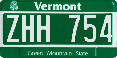 VT license plate ZHH754