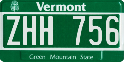 VT license plate ZHH756