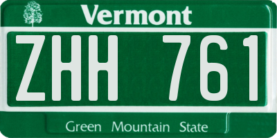 VT license plate ZHH761
