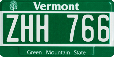 VT license plate ZHH766