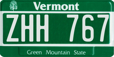 VT license plate ZHH767