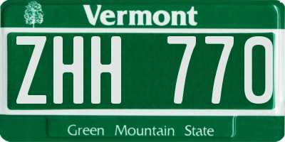 VT license plate ZHH770