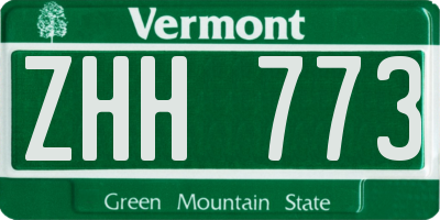 VT license plate ZHH773