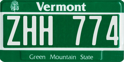 VT license plate ZHH774