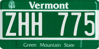 VT license plate ZHH775